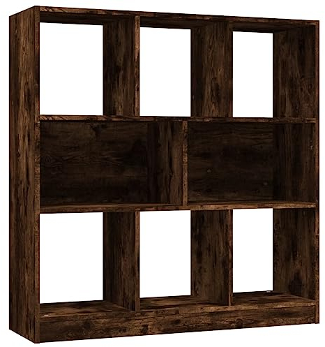 vidaXL Bücherregal, Standregal für Flur Wohnzimmer Büro, Büroregal mit viel Stauraum, Regal Aktenregal Raumteiler, Räuchereiche Holzwerkstoff