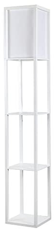 MiniSun | White Wooden Floor Lamp with Shelves | Floor Lamps & Torchieres, Home Décor & Improvement Essential | Includes 10W GLS Bulb [3000K Warm White]