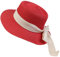 NiceYnn Chapeau de Soleil Panama en Paille Chapeau à Large Bord Respirant Ruban Amovible Rouge