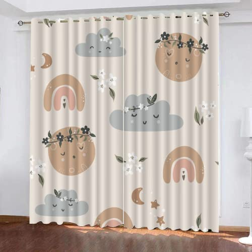 DICOIN Vorhang Blickdicht Ösen 2Er Set Für Kinderzimmer Jungen Mädchen,Polyester Schlafzimmer Gardinen Und Vorhänge Modern Motiv Regenbogen 160X140Cm(Hxb)/160X70Cm*2,B8