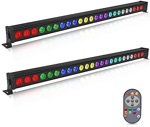 UKing LED Wall Wash Partylicht 24 x 3W LEDs RGB Bar Disco Lichteffekt mit Fernbedienung und dmx musikgesteuert Strobe Beleuchtung für DJ Disco Home Party Bühnenlichter, 2 PCS