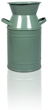 St Helens Home and Garden Vintage Decorative Metal Milk Churn Planter Plant Pot 19cm For Indoor and Out Door Use Garden Decor in Olive