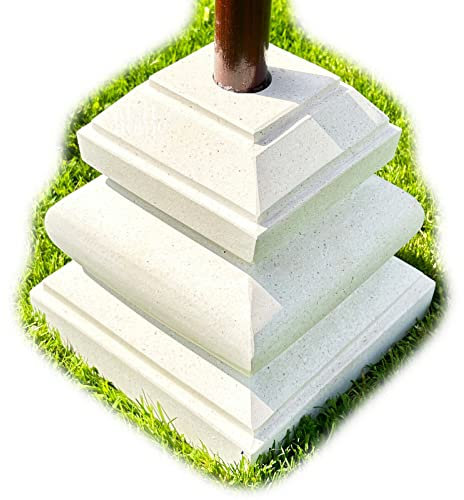 Darthome White Terrazzo Bali Parasol Base 18kg Heavy Granite Marble Garden Umbrella Stand 25cm