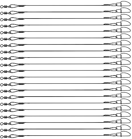VGOL 30 cavi da pesca da 45 kg, 50 cm, in acciaio inox, anti-morso, con girelle e bottoni a pressione per pesca all'aperto