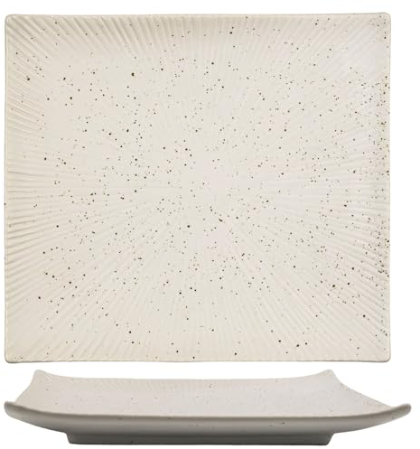 INTIRILIFE Sushi Platte Servier Teller aus Porzellan in Weiß - 26 x 23.4 x 3.8 cm - Japanisches Sushi Servier Geschirr Handgefertigt Rechteckig