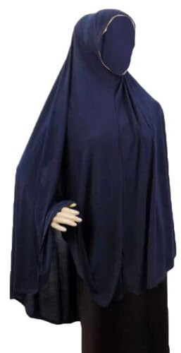 Needs & Wants® Extra langer Muslim-Gebetsschal für Erwachsene, Baumwolle, Hijab, Burkha, Makna, Khimar, navy, One size