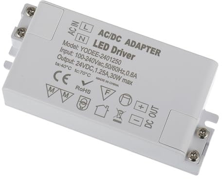 EPLZON 24V 30W Transformateur LED Driver de Tension Constante pour Éclairage de Luminaire, Bandes et Ampoules LED, et Sonnette