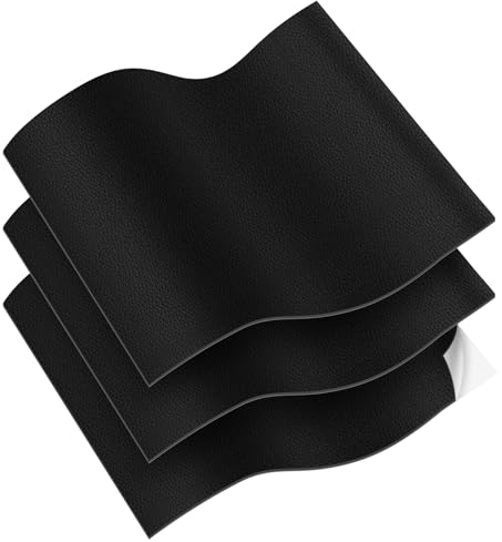 Vicloon Kunstleder selbstklebend,3 Stück Leder Reparatur Patch Schwarz 32X22cm,Verschleißfest und kratzfest Leder Patch für couch Autositz Sofa Möbel Leder Reparatur, Leder Renovierung