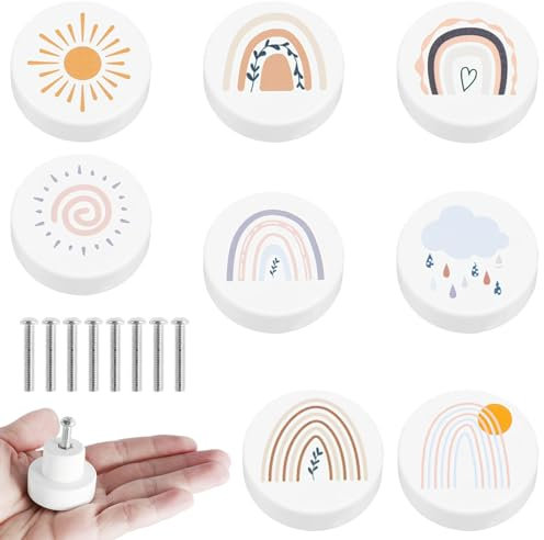 Fyeme Pomos para muebles infantiles, de madera, para habitación infantil, tiradores de cajones en diferentes formas de animales, con tornillos para cajones, armarios, cómodas, armarios (8 unidades)