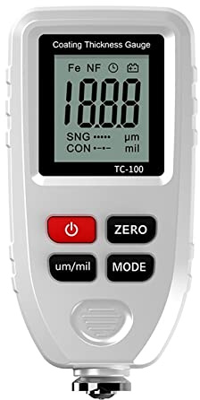 Jauge d'épaisseur de revêtement TC100 0.1 micron/0-1300 testeur d'épaisseur de Film de peinture de voiture mesurant l'outil de peinture FE/NFE(blanc)