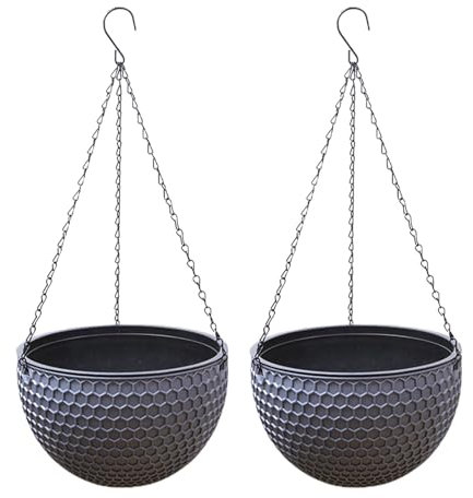 2 St Blumenampel Außen, Selbstbewässerung Hängende Blumentöpfe Mit Rostfrei Ketten, Hängeblumentöpfe Mit Ablaufloch, Hängeampeln Für Innen Draußen Decken Balkone Wanddekoration