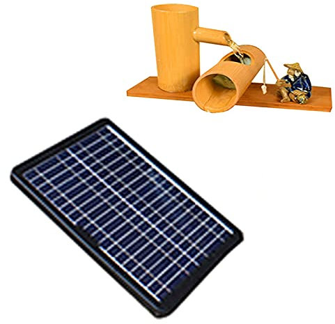 ROLTIN Fontaine Solaire pour Bain d'oiseaux, Fontaine en Bambou, Ornements d'eau Qui coule en Bambou, Dispositif d'eau Qui coule en Tube de Bambou