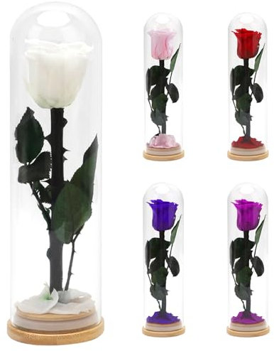 Personalisierte Ewige Rose im Glas - Muttertagsgeschenke für Mama,Ewige Rose,3-5 Jahre haltbar,Eine konservierte Blume mit Rosenduft,Frauen Geschenk für Geburtstag,Jahrestag-Weiß