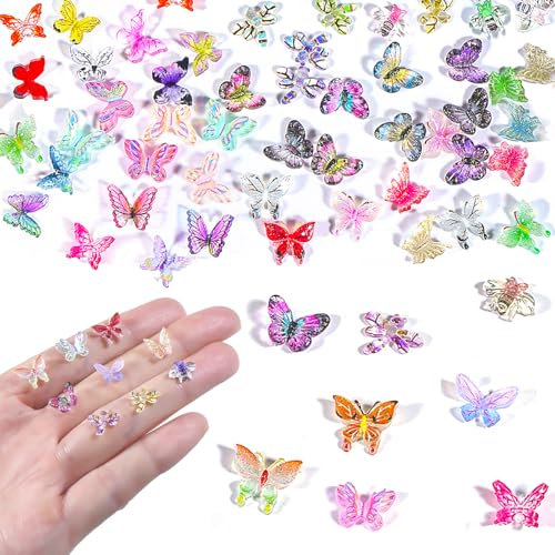 DONQL 80 Stück Nail Charms 3D Acryl Schmetterling für Nägel, Charms Nägel Dekoration für Nägel Zubehör, Nail Charms Schleife Nail Accessories Nagel Charms Nail Art Charms, Miniatur-Landschaft