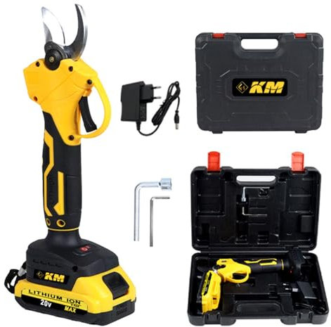 Elektrische Gartenschere, kabellos, 30 mm, 21 V, professionell, mit 1 Akkus und Ladegerät, mit Display, SK5 scharfe Klinge, für Gärten, Obst- und Zweige