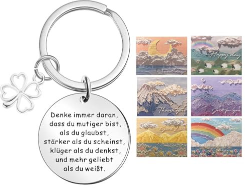 CHUANSHI Geschenke für Frauen Freundin,Geschenke für Mama,Für Schwestern,Schlüsselanhänger Geschenke für Frauen,Inspirierende Geschenke für Freundin,Kollegin mit 6 Stück Grußkarten (002)