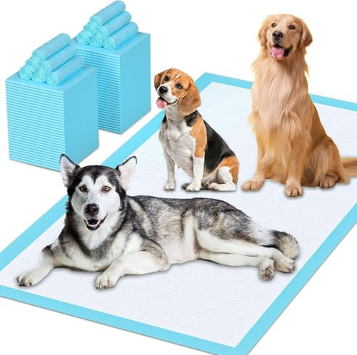 Extra große PIPI matten für Hunde, 40 Pads 80 x 120 cm Einweg trainingspads für Hunde , welpenunterlagen hoher Saugfähigkeit und auslaufsicherem Schutz für das Stubenreinheitstraining von Katzen