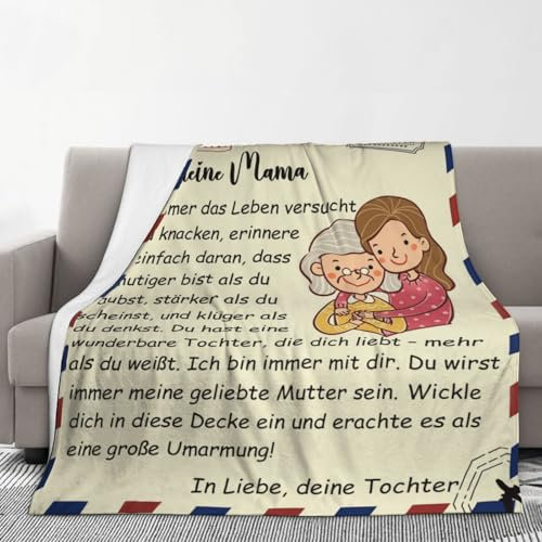 Nisen Geschenk für Mama Decke An Meine Mama von Tochter Kuscheldecke Wohndecke Flauschige Schlafdecke Couch Bett Decken 150 x 200 cm