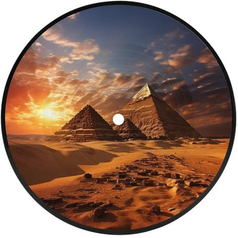 Untersetzer mit ägyptischen Pyramiden, Retro-CD-Untersetzer, rutschfest, runde Schallplatten-Untersetzer, lustiges Muster, Bar-Untersetzer, kleine Tischschutzmatte für Couchtisch