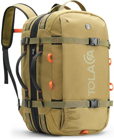 Tolaccea Mochila de Viaje 40L-50L Cabina Avión, Mochila Grande para Portátil 15,6, Impermeable para Hombre y Mujer, Trabajo y Excursión
