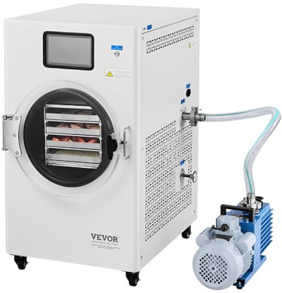 VEVOR Macchina Liofilizzazione Sottovuoto per Alimenti, Liofilizzatore Alimentare per Casa 1550W con Vassoio 200 x 425 mm a 4 Strati Timer Regolabile per Frutta, Verdura, Carne, Bianco