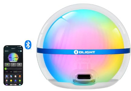 OLIGHT Sphere C Led Nachtlicht mit APP Steuerung, max.75 Lumen bis zu 40 Stunden Akkulaufzeit 20 Beleuchtungsoptionen, USB-C wiederaufladbares Stimmungslicht für den täglichen Gebrauch, Partys, Dates