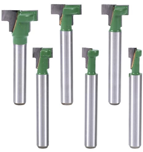 6pcs Keyhole Router Bit Set, 0.24 Shank T Slot Router Bit with Blade Diameter 1/4, 5/16, 3/8, 9/16, 1/2, 5/8 Inch Woodworking T Track Cutter Wood Hex Bolt Milling Cutter Tool