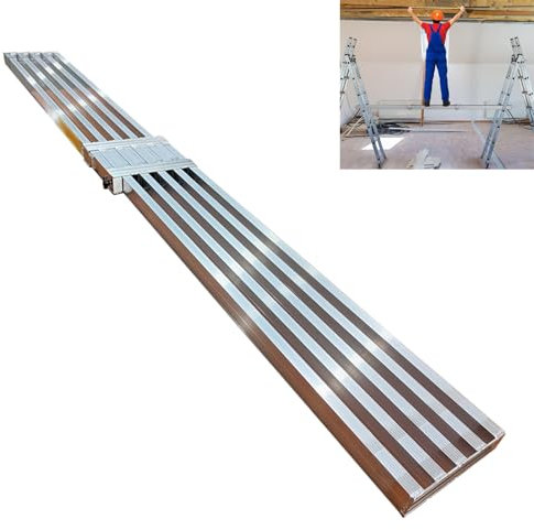 Heavy Duty Aluminum Scaffolding Tower Expandable 0.85 Ft Wide Work Platform Adjustable Ladder Cross Brace for Ceiling & Wall Painting (1.14m to 2m / 3.7ft to 6.5ft)