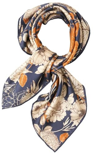 Prettystern Damen 65/65cm Crepe Satin Seide Halstuch Seidenschal Frühling Sommer Seiden-Tuch 28. bunt floral
