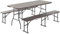 Outsunny Conjunto de Camping Plegable de 3 Piezas Mesa Plegable Camping con Bancos Incluye 1 Mesa 180x74x74 cm y 2 Bancos Efecto Madera Impermeable para Acampadas Jardín Pícnic Marrón
