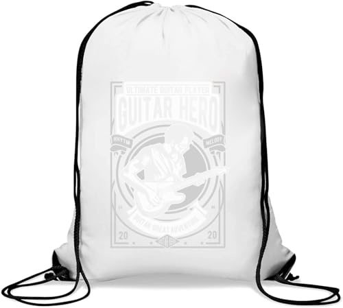 Guitar Hero Rythm Melody Ultimate Guitar Player Gym Sack Casual Drawstring Bag White