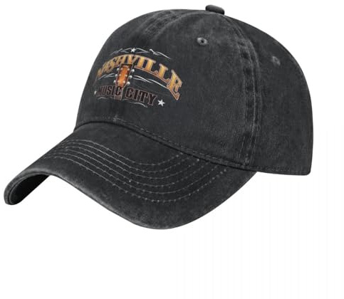 GZMQMOKD Baseball caps für Damen Nashville Music City Country Music Baseball Cap Luxus Hut schwarz Custom Cap Snap Back Hat Herren Tennis Damen