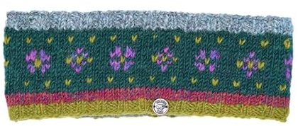 Black Yak 100% Pure New Wool Flower Headband - Green