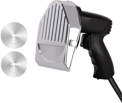 Jiayiyoux 80W Electric Shawarma Gyro Kebab Knife, Portable Doner Kebab Slicer, Commercial Doner Kebab Electric Gyros Knife, 2 Removable Blades, Max Cutting Thickness 8mm, 60kg/h Slicing Efficiency