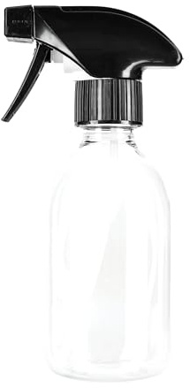 TEC Spray Bottles 250ml Black Sprayer 30% RPET Refillable Clear Compact Plastic Bottle UK Made for Water, Cleaning, Laundry, Gardening & Ironing