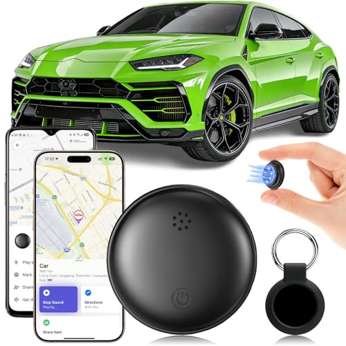 GPS Coche Localizador,Localizador GPS para Coche Compatible con iOS e Android,Imán Integrado Ultrapotente Magnético Rastreador GPS No Requiere Suscripción Seguimiento en Tiempo Real (Negro)