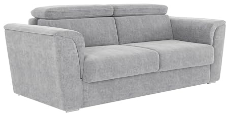 Vente-unique - Schlafsofa 4 Rizora - Polyester - hellgrau