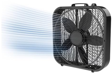 20 High Velocity Box Fan– Portable Fan for Bedroom, Desk or Small for Personal Cooling,Ideal for home, office, or dorm(Black)