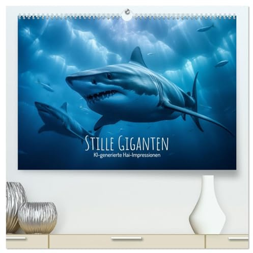 Stille Giganten - KI-generierte Hai-Impressionen (hochwertiger Premium Wandkalender 2026 DIN A2 quer), Kunstdruck in Hochglanz: Haie - Jeden Monat ein Highlight. (CALVENDO Tiere)