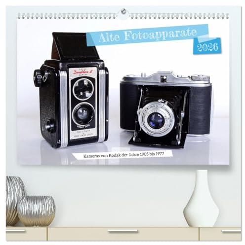 Alte Fotoapparate - Kameras von Kodak der Jahre 1905 bis 1977 (hochwertiger Premium Wandkalender 2026 DIN A2 quer), Kunstdruck in Hochglanz: Ein ... Fotografie der frühen Jahre (CALVENDO Hobbys)