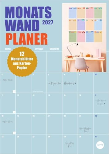 Monats-Wandplaner bunt 2027 - 12 einzelne Blätter zur individuellen Nutzung: Jahresplaner mit zwölf losen Kalenderblättern. Farbenfrohe ... Zuhause. Wandkalender im Format 21 x 29,7 cm