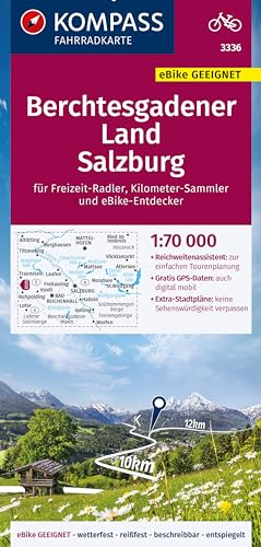 KOMPASS Fahrradkarte 3336 Berchtesgadener Land, Salzburg 1:70.000: reiß- und wetterfest mit Extra-Stadtplänen
