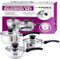 3pc Prima Stainless Steel Cookware Set – Includes Saucepan, Pan, Pot | Essential Cooking Kitchen Set with Glass Lids & Sturdy Handles | Mirror Polish, Bakelite Handles & Knobs, Suitable for Milk