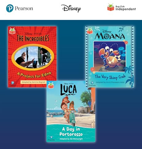 Pearson Bug Club Disney Year 1 Pack A, including decodable phonics readers for phase 5: Finding The Incredibles: A Project for Edna, Moana: The Very Shiny Crab, Luca: A Day in Portorosso