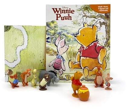 Disney Winnie Puuh Mein Bilder- und Spielebuch - Spiel- und Beschäftigungsbuch, 10-seitiges Buch, 9 Spielfiguren, 1 Spielmatte