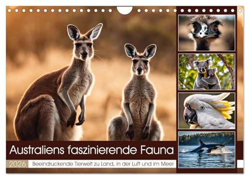 Australiens faszinierende Fauna (Wandkalender 2026 DIN A4 quer), CALVENDO Monatskalender: Beeindruckende Tierwelt zu Land, in der Luft und im Meer (CALVENDO Tiere)