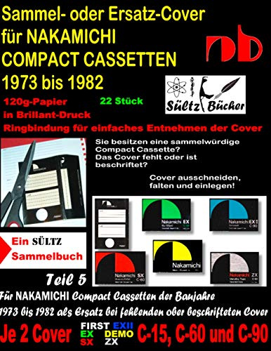 Sammel- oder Ersatz-Cover für NAKAMICHI COMPACT CASSETTEN 1973 bis 1982: 120g Papier in Brillant-Druck