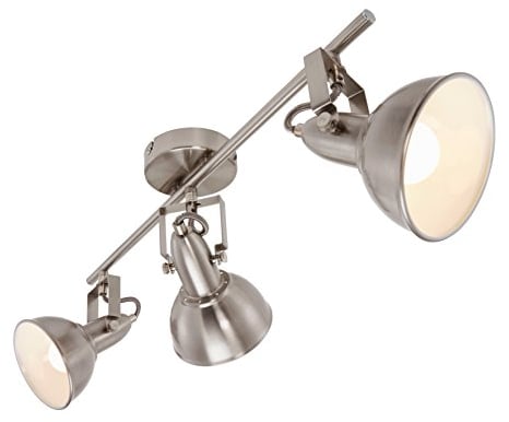 Briloner Leuchten Lampe plafonnier avec 3 spots pivotants et orientables dans un design rétro vintage – Douilles E14, 40w max. – Coloris satin & blanc