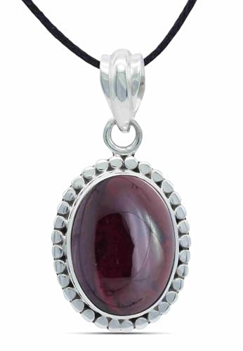 mantraroma Kettenanhänger 925 Silber Granat roter Stein Edelstein Kettenanhänger Damen Sterling Silber Halskette Anhänger Geschenk (MAH-123-02)