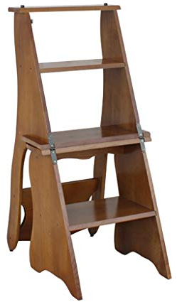 Klappstufen Klapptritt Vintage Klappleiter Tritthocker faltbar Holz Trittleiter 4 Stufen leicht faltbar Leiterregal 4 Lauffläche für Home Library Loft - 300 lb Kapazität